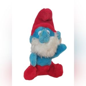 Vintage 1981 Papa Smurf Plush Stuffed Toy Peyo Wallace Berrie & Co. 8".